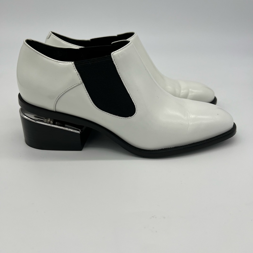 Alexander Wang Kori White Chelsea Leather Cutout Heel Chelsea Ankle Boots Size 6 - Picture 14 of 16